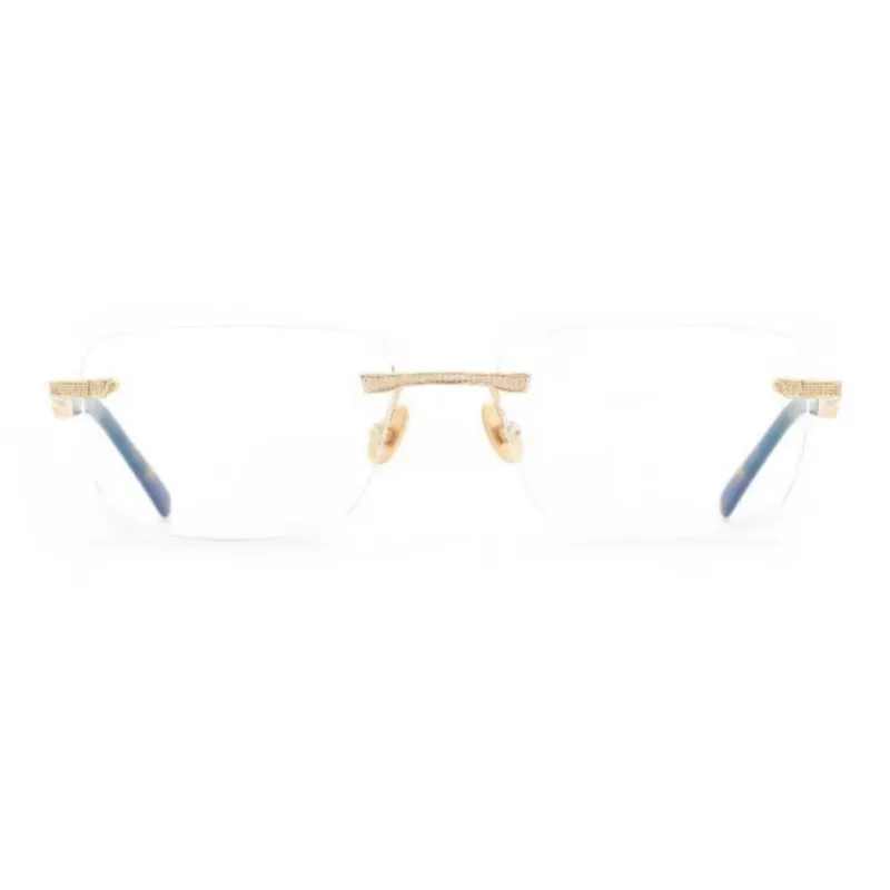 Maybach Plate Frame Palladium Plated Metal Irregular Shape Eyeglass Frames Men's Gold-1