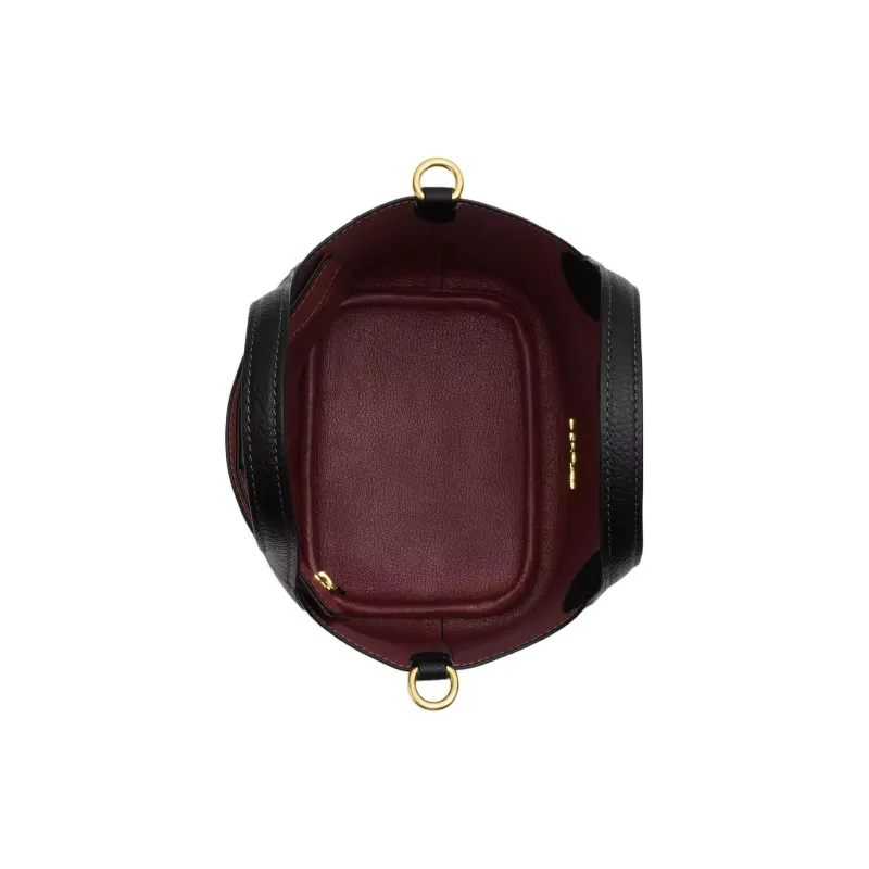 COACH Hanna Double Sided Leather Bucket Bag, Portable Crossbody Bag, Shoulder Bag Women's Gold & Black-2