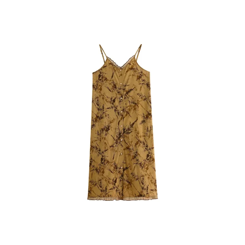Yue Nei Nightgown Women's Dark Apricot Yellow-0