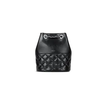 FERIA Split Cow Leather Diamond Pattern Small Perfume Bottle Shoulder Bag Women's Black/Silver/Beige Apricot/Khaki