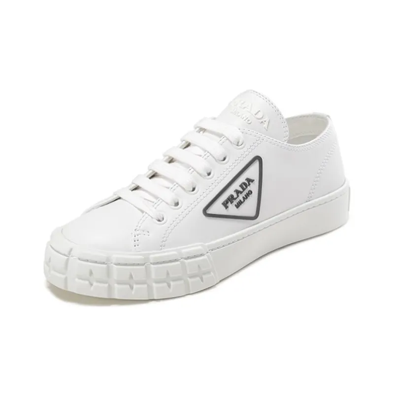 PRADA Downtown Brushed Leather Sneakers 'White' Women's-3