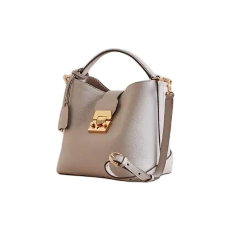 MARK CROSS Grained Calfskin Bucket Bag Handbag Shoulder Bag Crossbody Bag Small Size Women's Taupe-1