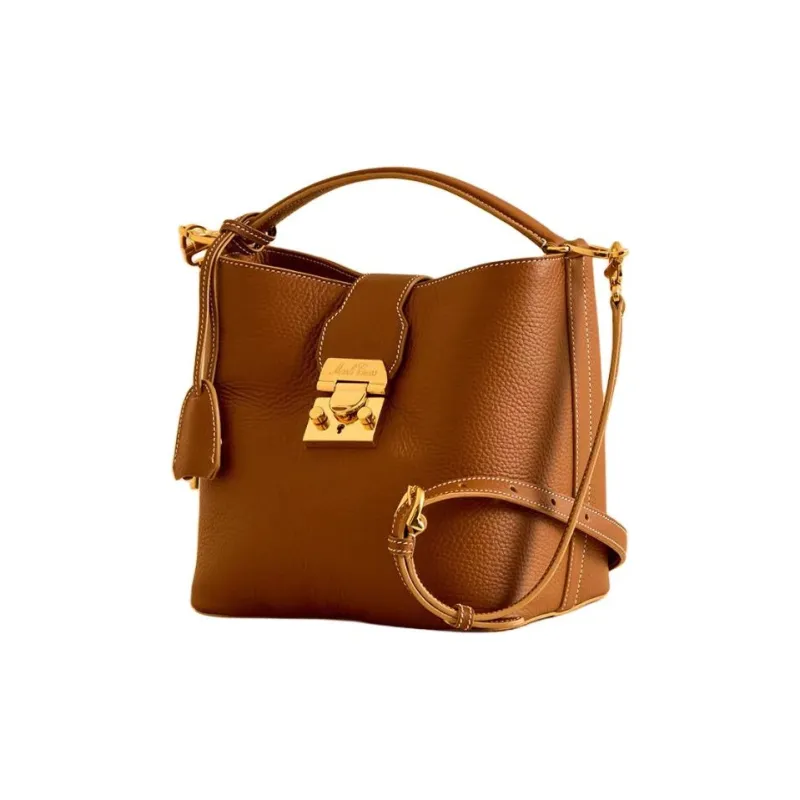 MARK CROSS Grained Calfskin Handbag Shoulder Bag Crossbody Bag Small Size Women's Brown-1