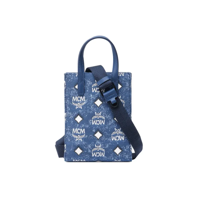 MCM Aren Jacquard With Leather Tote Bag, Shopping Bag, Shoulder Bag, Crossbody Bag, Handbag Women's-2