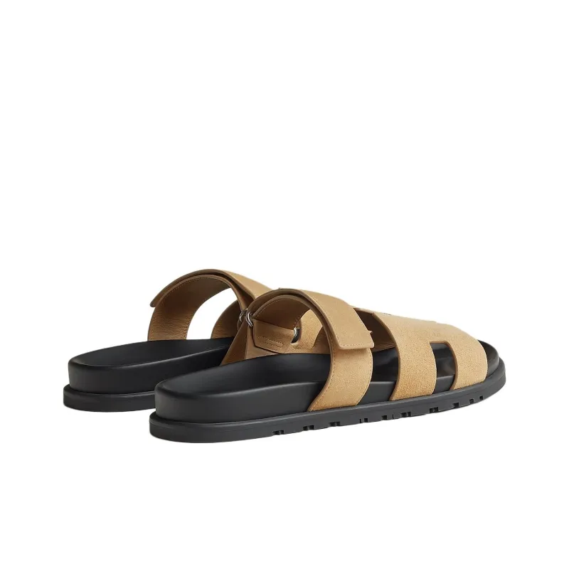 HERMES Chypre Slide Slippers Men's Brown-3