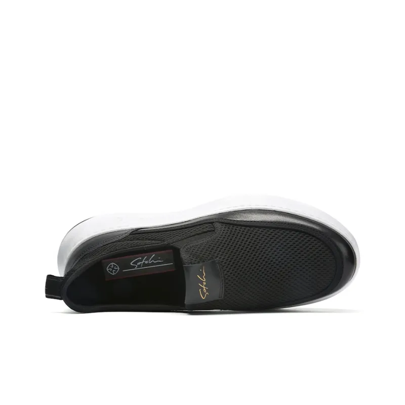 Satchi Wear resistant Lightweight Breathable And Non slip. Low Top Skateboard Shoes Men's Black 4CM-3