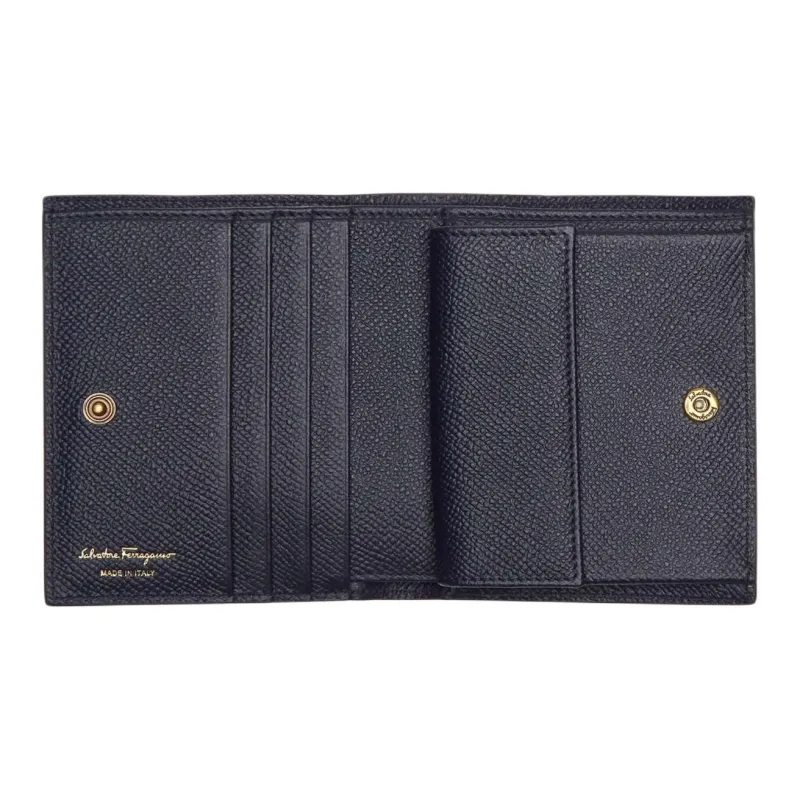 FERRAGAMO GANCINI Stamped Calfskin Wallet Women's Midnight Blue-2