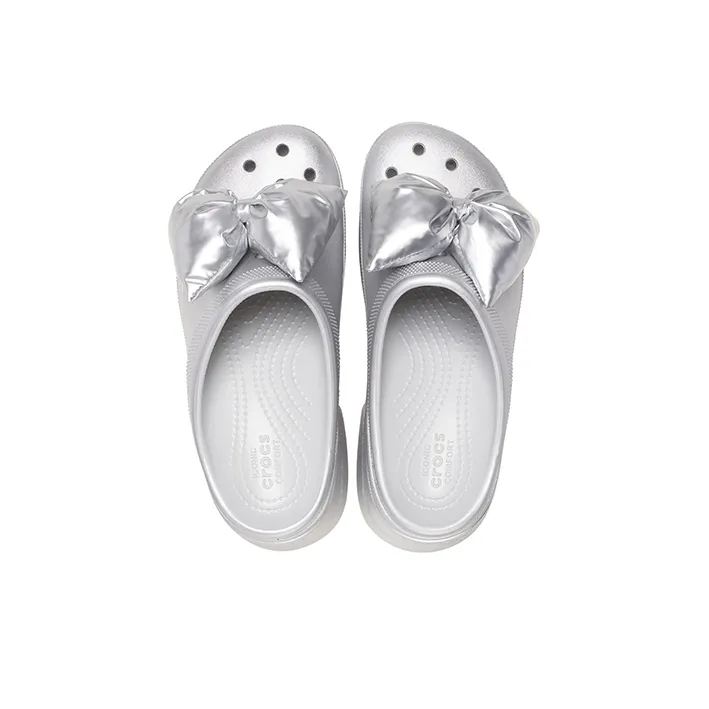 Crocs Siren Metallic Bow Clogs 'Silver' Women's-3