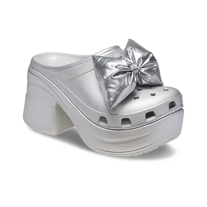 Crocs Siren Metallic Bow Clogs 'Silver' Women's-2