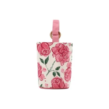 NEARAY Handwritten Script, Collaboration Polyester Bucket Bag Handbag Medium Size Women's Red