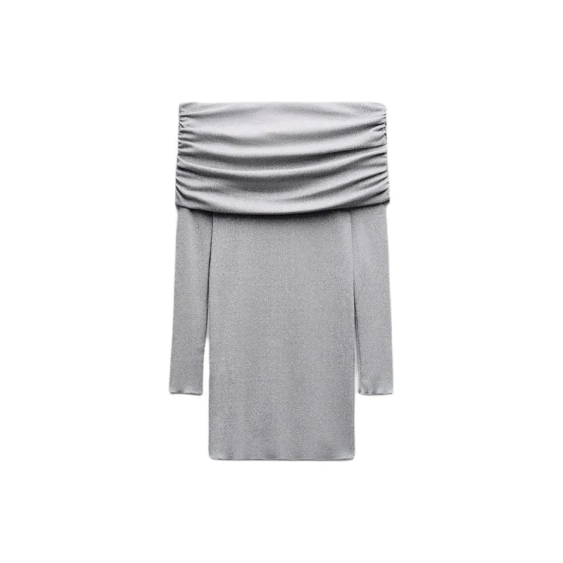 ZARA Long Sleeved Dress Women's Silver-1