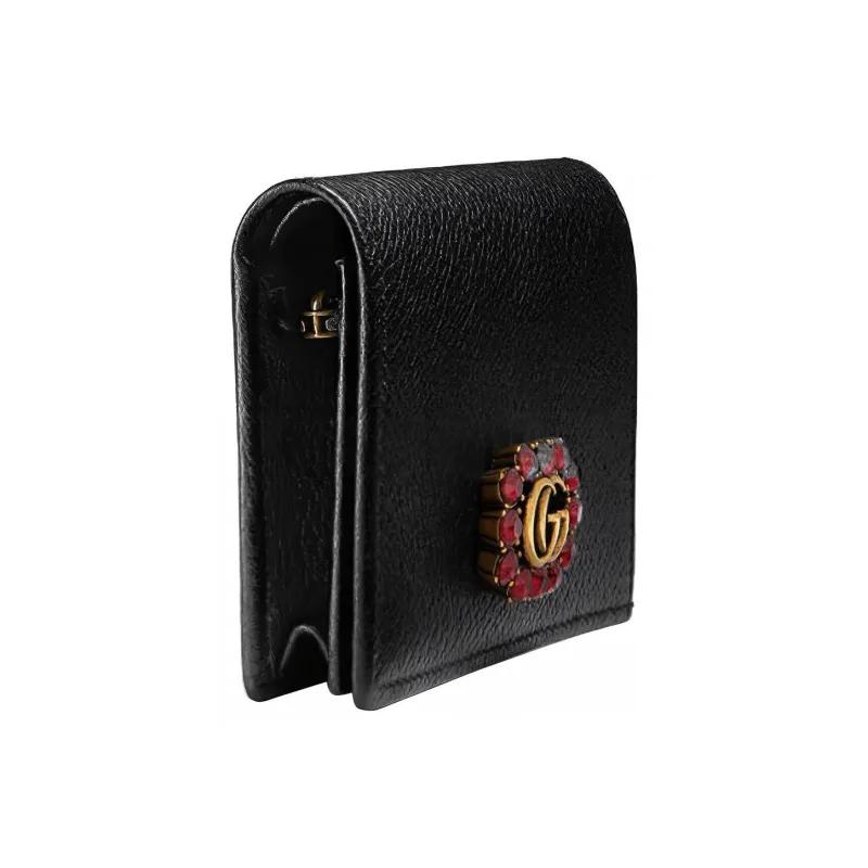 GUCCI Leather Card Slot, Card Holder, Wallet Small Size Women's Black-1