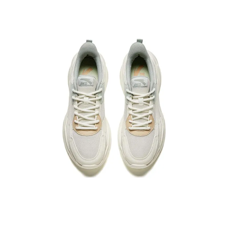 Anta Cushioning Wear-Resistant Low-Top Casual Shoes Women's White Gray-1