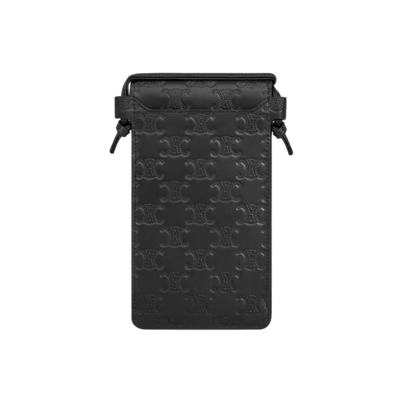 CELINE Calfskin Cell Phone Pouch Men's Black-3