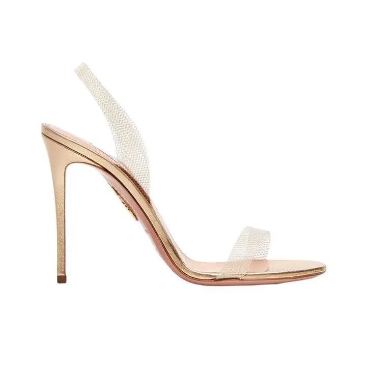 AQUAZZURA So Nude Plexi Strap Sandals Women's Gold-1
