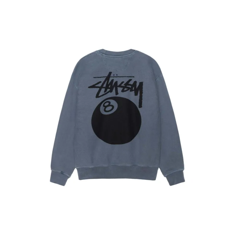 Stussy 8 Ball Pigment Dyed Crew Navy L - POIZON