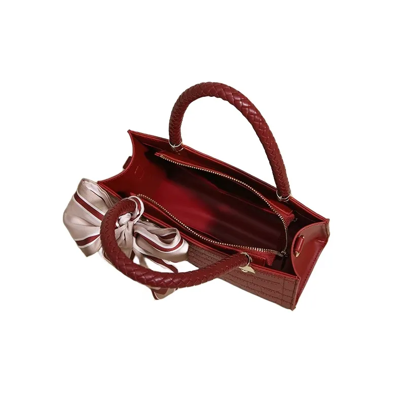 PESASRIE Microfiber Synthetic Leather Shoulder Bags Handbags Regular Women's Red/Black/Blue-3