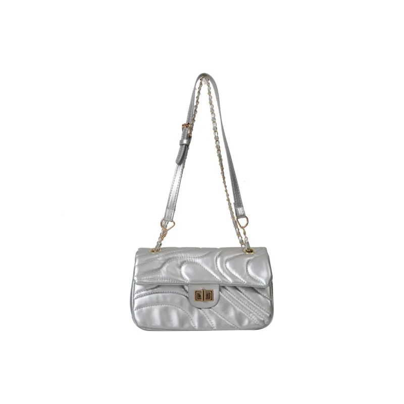 Meow In The Grass PU Shoulder Bag Women's Black/Ecru/Silver-14