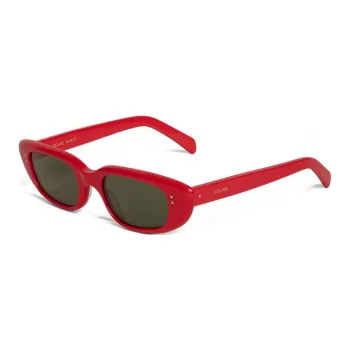 CELINE Acetate Irregular Shape Sunglasses Women's Red
