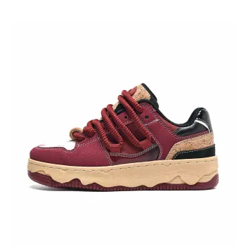 ABCIO Height Increasing Breathable Slip Resistant Low Top Skateboard Shoes Women's Burgundy