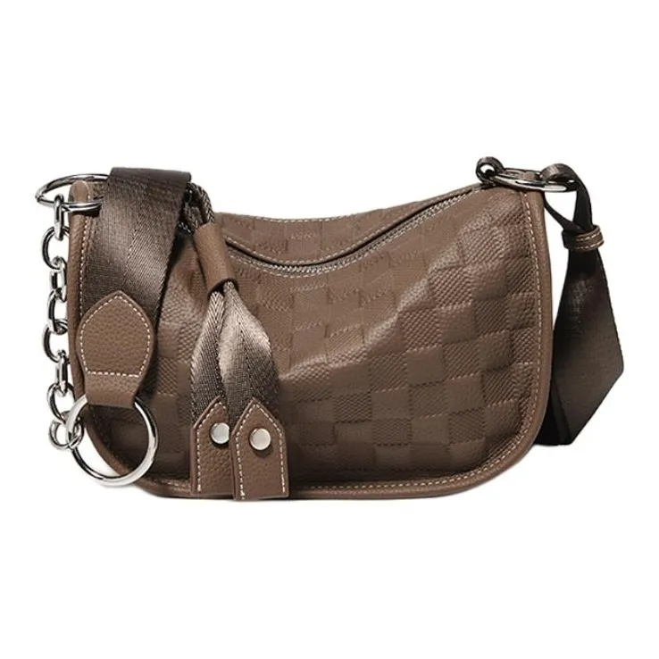 FOXER Cow Leather With Synthetic Leather Shoulder Bag, Crossbody Bag Trumpets Women's Coffee-1