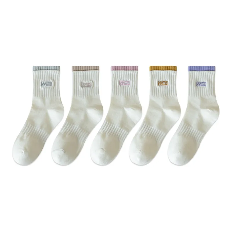 COTTON CHEESE Mid Calf Socks Women's 5 Pack-0