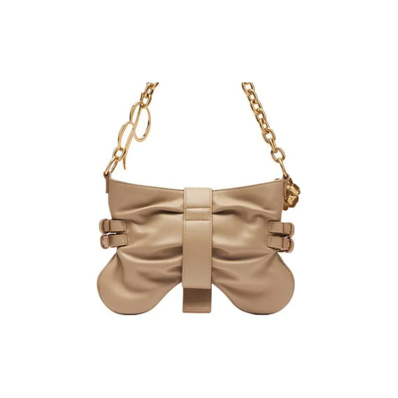 Blumarine Cow Leather Handbags Shoulder Bags Large Size Women's Beige-3