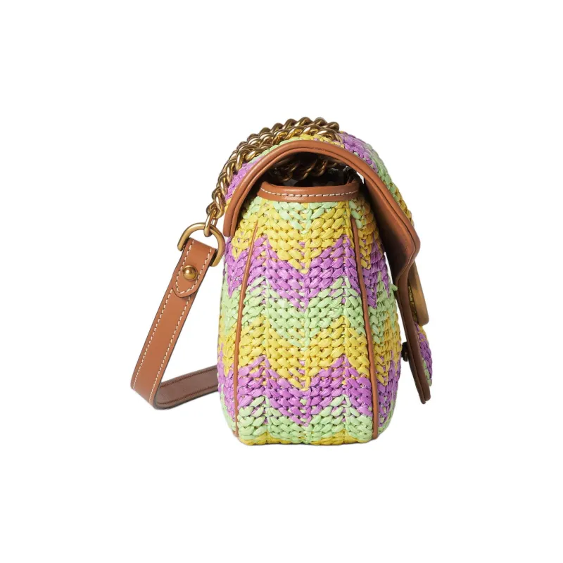 GUCCI GG Marmont Raffia Blend Viscose Portable Crossbody Bag Shoulder Bag Women's Multicolor-2