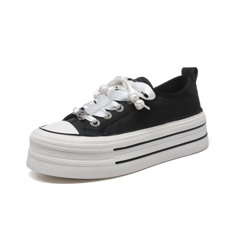 KEJIANNI Anti-Slip And Wear-Resistant Lightweight Height Increasing Low-Top Canvas Shoes Women's-23
