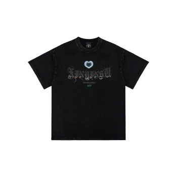 XINYINSU Short Sleeved T Shirts Unisex Faded Black