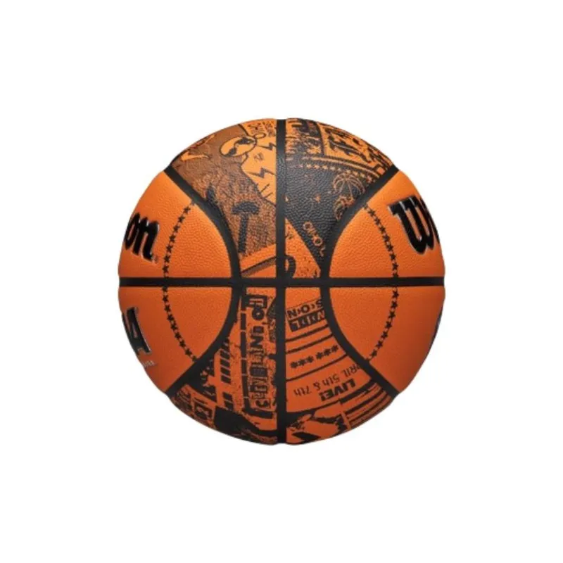 Wilson Genuine Leather Basketball Black Orange Size 7 Training Unisex-3