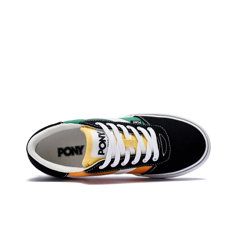 PONY SKATE Slip Resistant Cushioning Low Top Skateboard Shoes Unisex Black Green-2