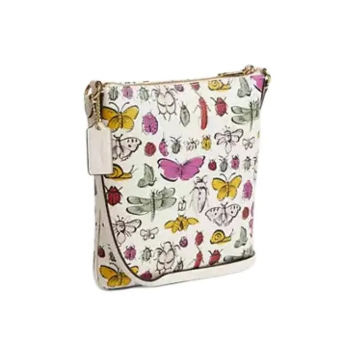 COACH Rowan Canvas Shoulder Bag Crossbody Bag Small Size Women's Gold & Chalk Multicolor-2