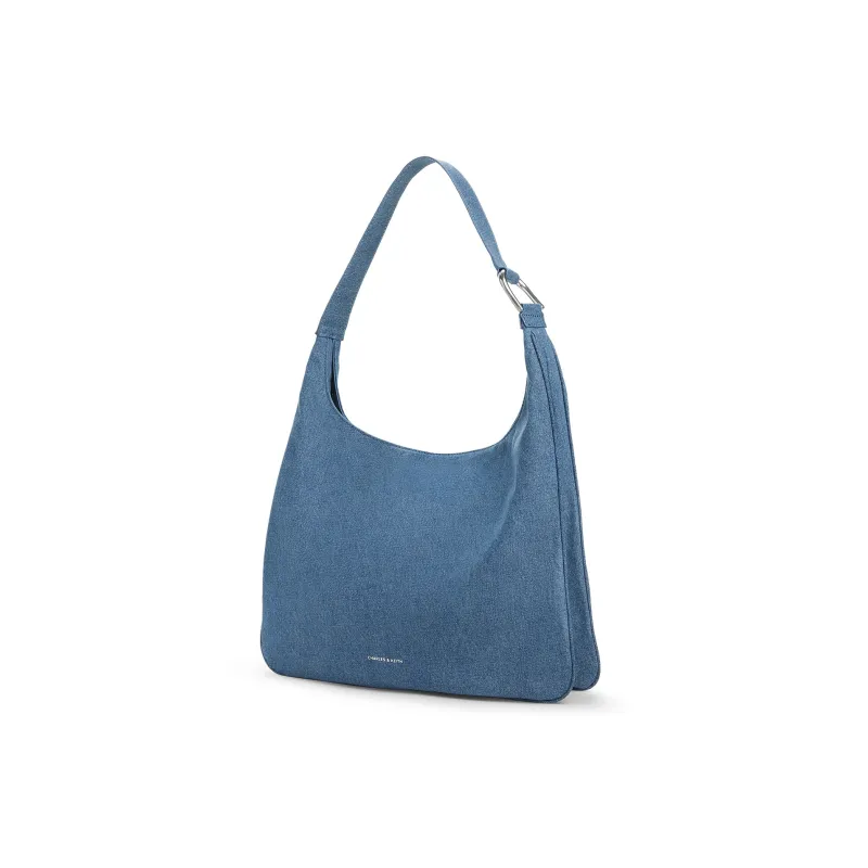 CHARLES&KEITH Fabric Combo Bag Shoulder Bag Women's Dark Denim Blue-1