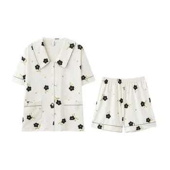 Tianmicat Silent Wind Series Pajama Set Women's 2 Piece Set White