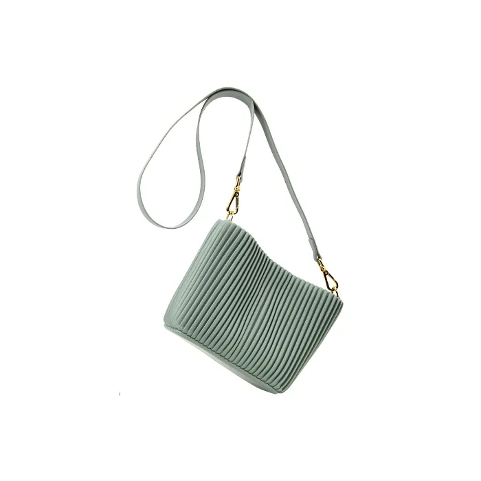 YOCAMU Cow Leather Handheld Bucket Bag Shoulder Bag Small Size Women's White/Green/Gray Green-13