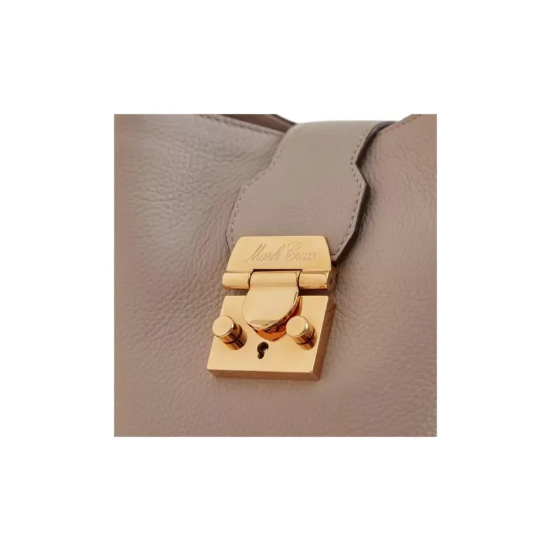 MARK CROSS Grained Calfskin Bucket Bag Handbag Shoulder Bag Crossbody Bag Small Size Women's Taupe-3