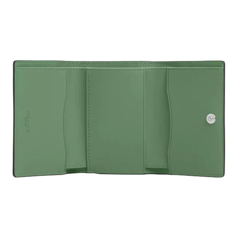 COACH Micro Delicate Calfskin Wallet Mini Women's Silver & Light Green-1