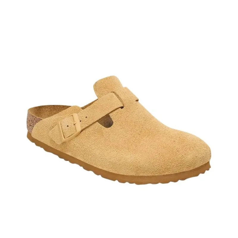 Birkenstock Boston Suede Leather Narrow 'Latte Cream' Women's-2