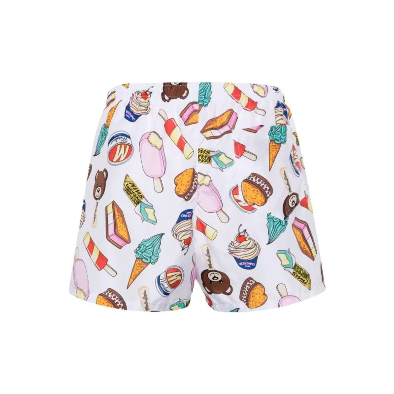 MOSCHINO Illustration-Printed Drawstring Swim Shorts-1