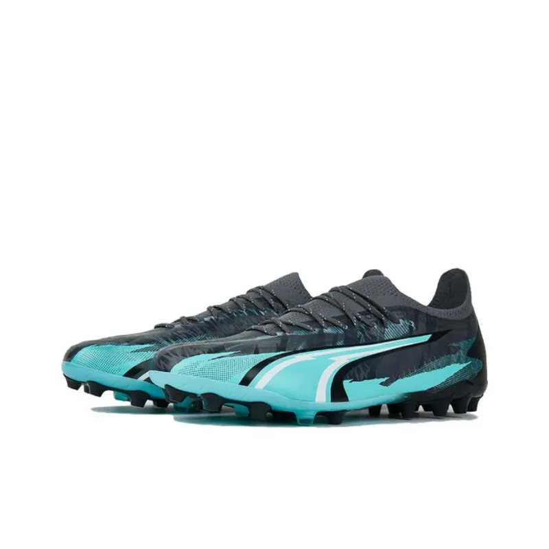 PUMA Ultra Ultimate MG Rubber Short Studs Cushioning Wear Resistant Soccer Shoes Unisex Black Blue-2