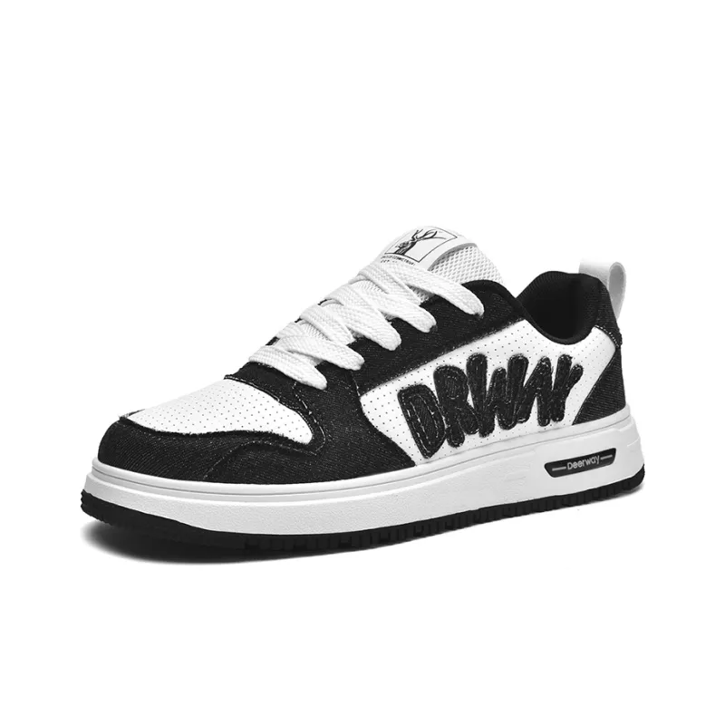 DEERWAY Cushioning Height Increasing Wear-Resistant Lightweight Slip-Resistant Low-Top Black And White Trendy Men's-14
