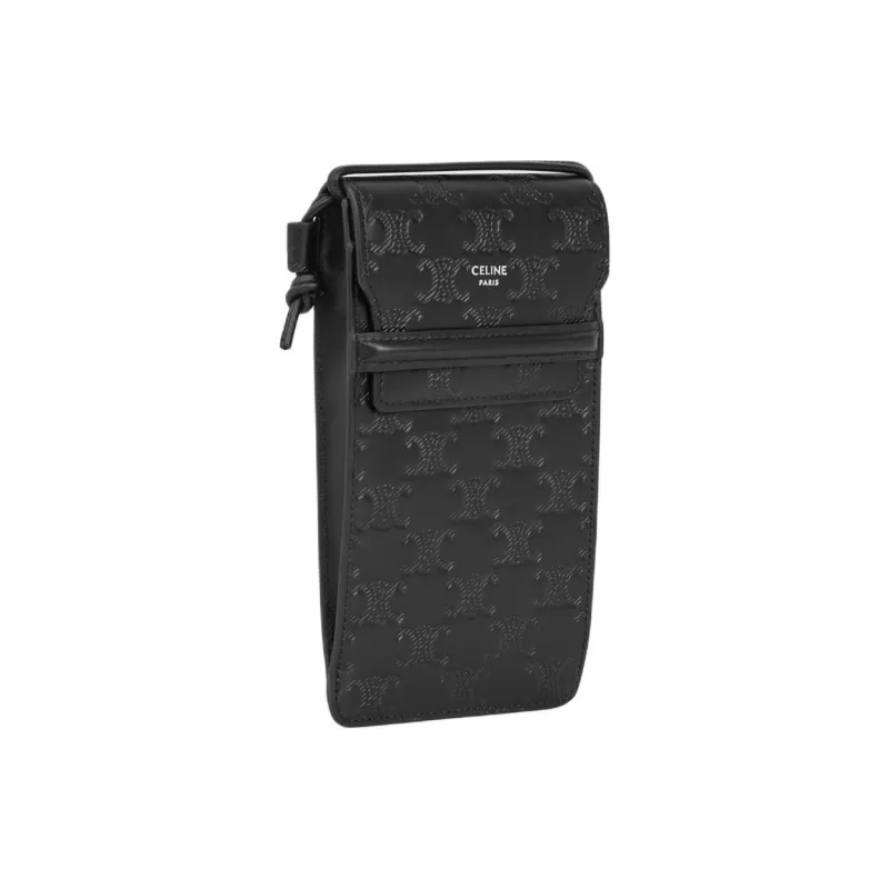 CELINE Calfskin Cell Phone Pouch Men's Black-1