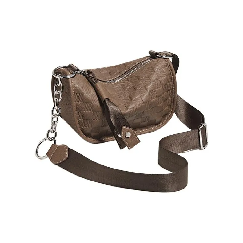 FOXER Cow Leather With Synthetic Leather Shoulder Bag, Crossbody Bag Trumpets Women's Coffee-2