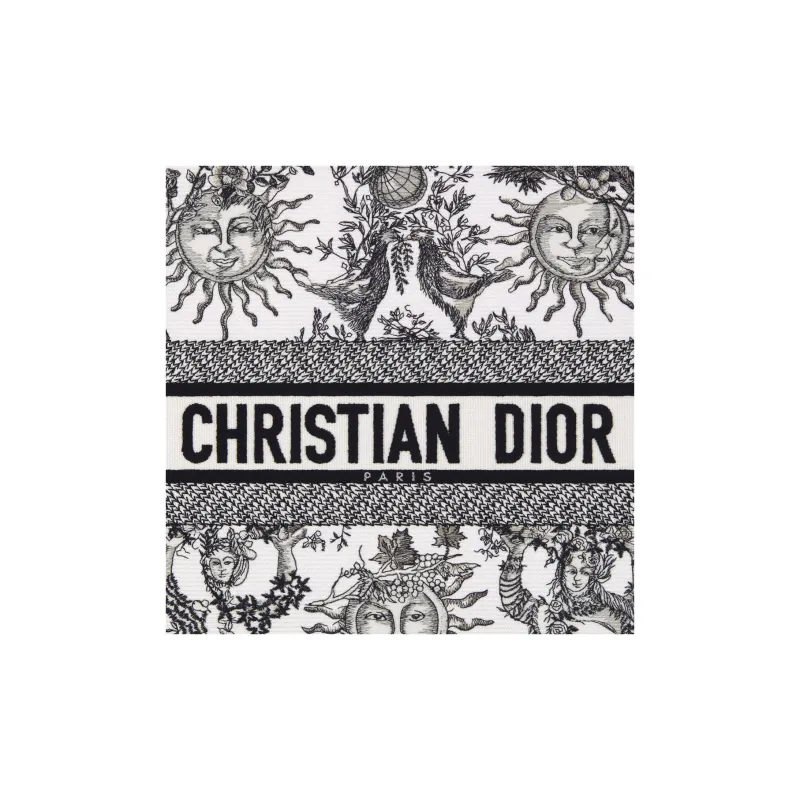 DIOR BookTote Soleil Jouy Print Embroidery Tote Bag, Shopping Bag, Shoulder Bag, Handbag Tubas Women's White & Black-4