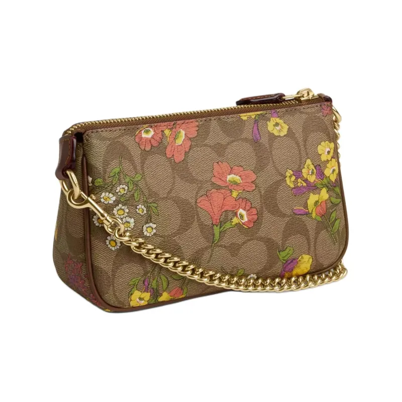 COACH Nolita Canvas One Shoulder Handbag Small Size Women's Gold & Khaki Multicolor-2