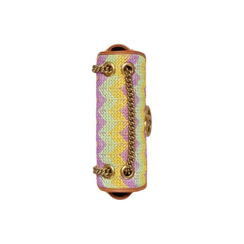 GUCCI GG Marmont Raffia Blend Viscose Portable Crossbody Bag Shoulder Bag Women's Multicolor-5