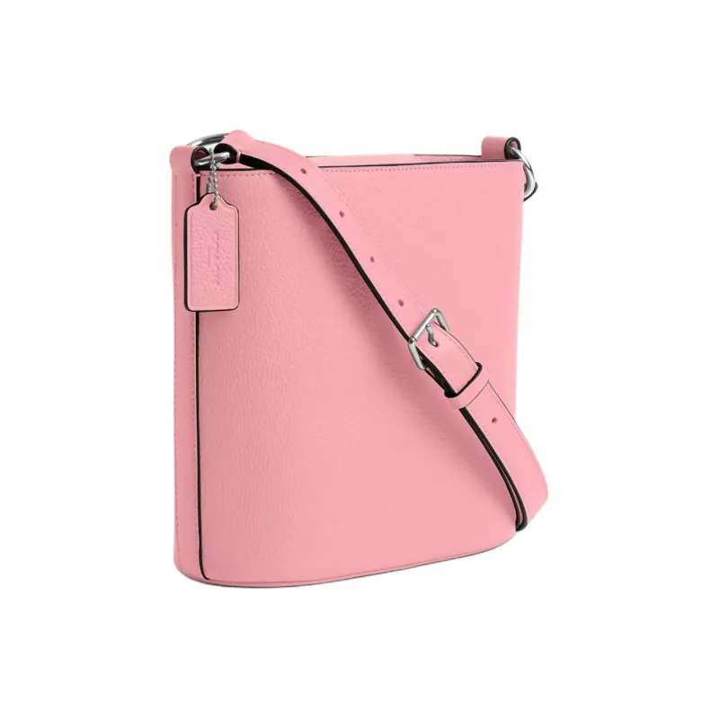 COACH Delicate Pebbled Leather Bucket Bags Crossbody Bag Shoulder Bag Small Size Women's Silver & Blossom Pink-1