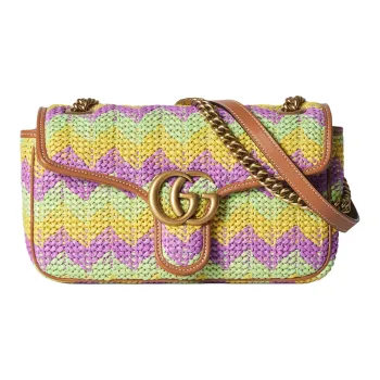 GUCCI GG Marmont Raffia Blend Viscose Portable Crossbody Bag Shoulder Bag Women's Multicolor