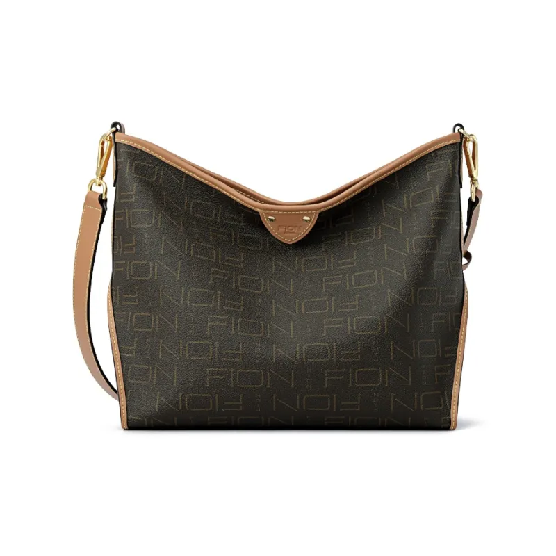 FION Artificial Leather Crossbody Bag Women's Coffee & Camel-0